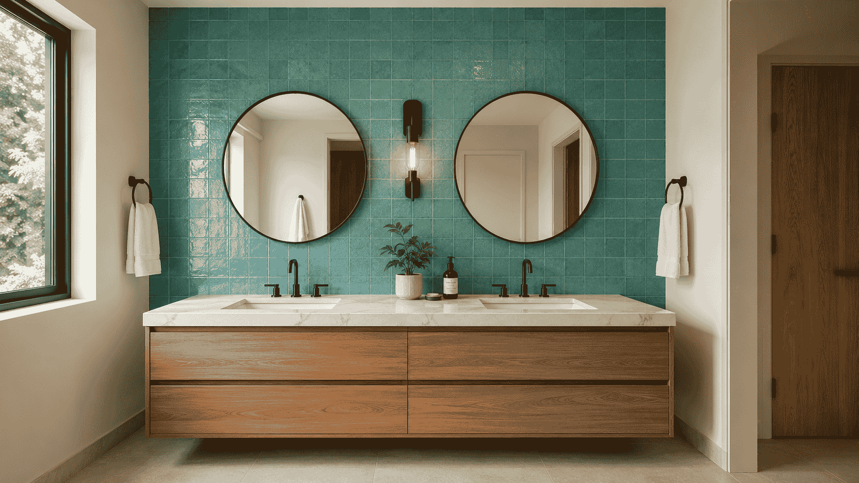 bathroom design with blue mareena