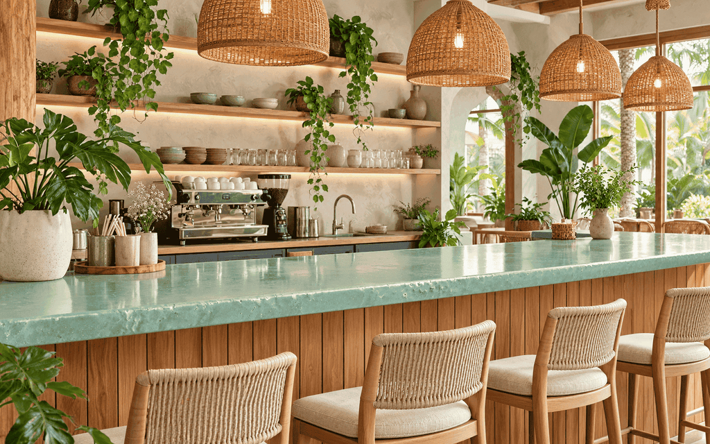 Sunlit Tropical Cafe Bar